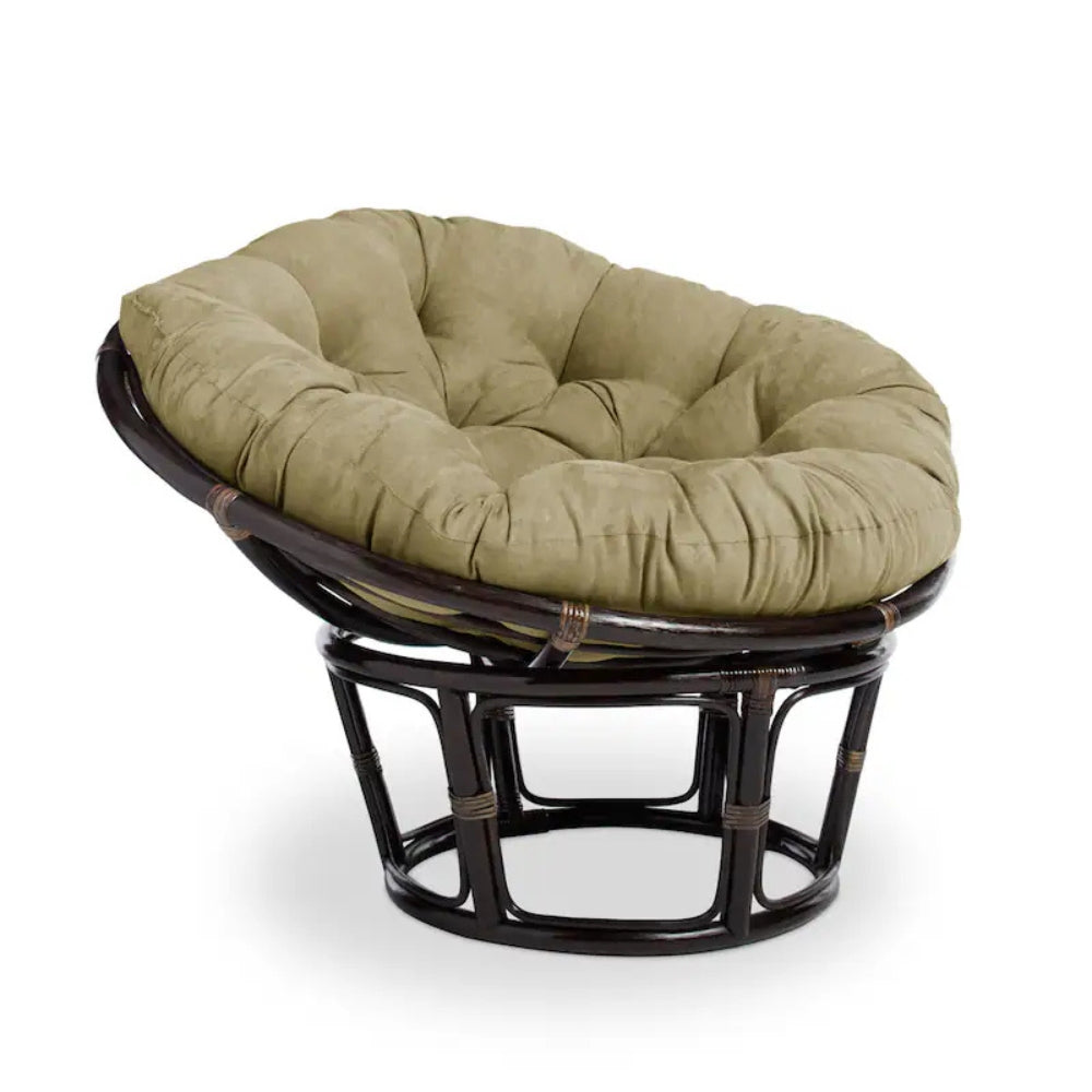 Bali 42-inch Rattan Papasan Chair with Microsuede Fabric Cushion