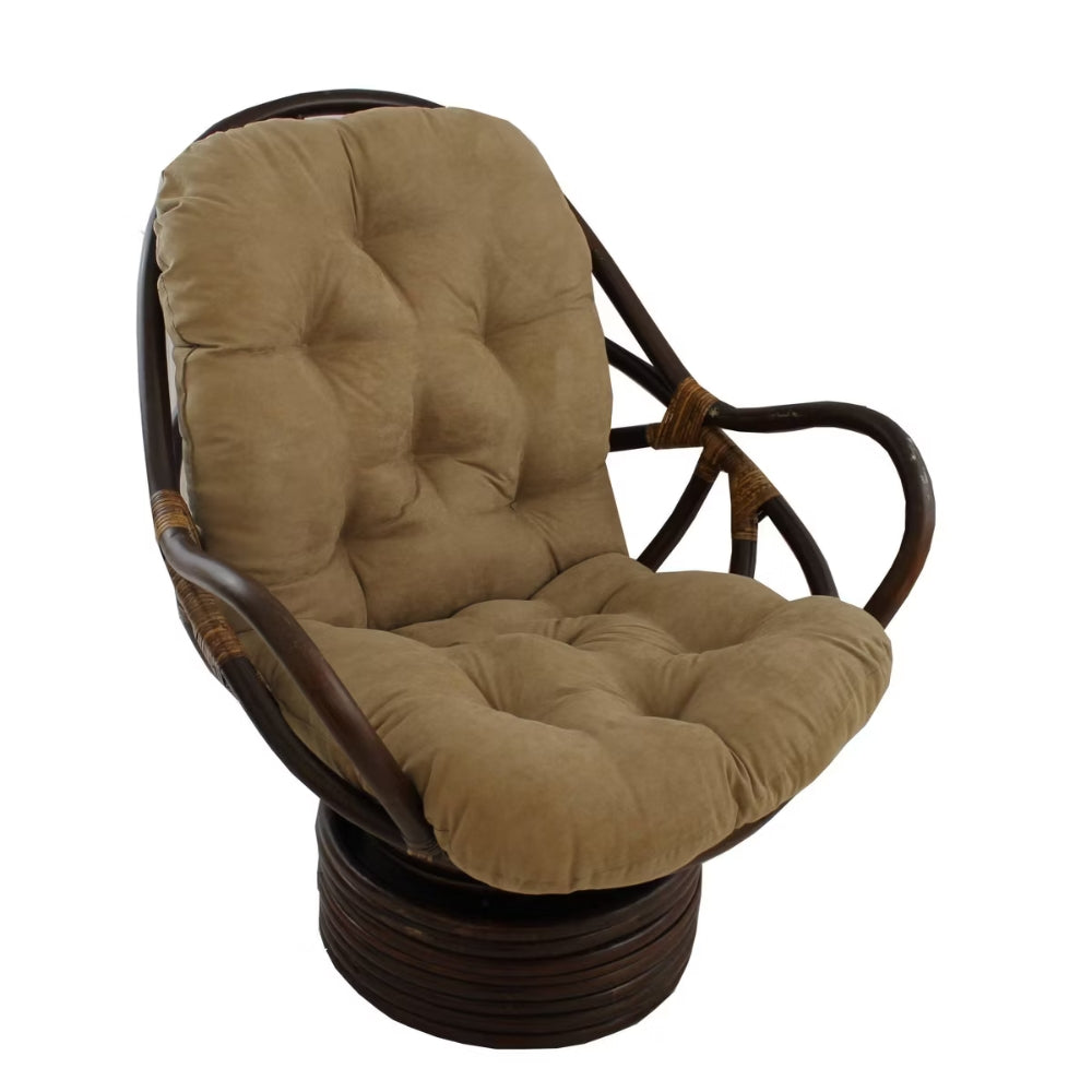 Bali Rattan Swivel Rocker Chair with Premium Microsuede Cushion