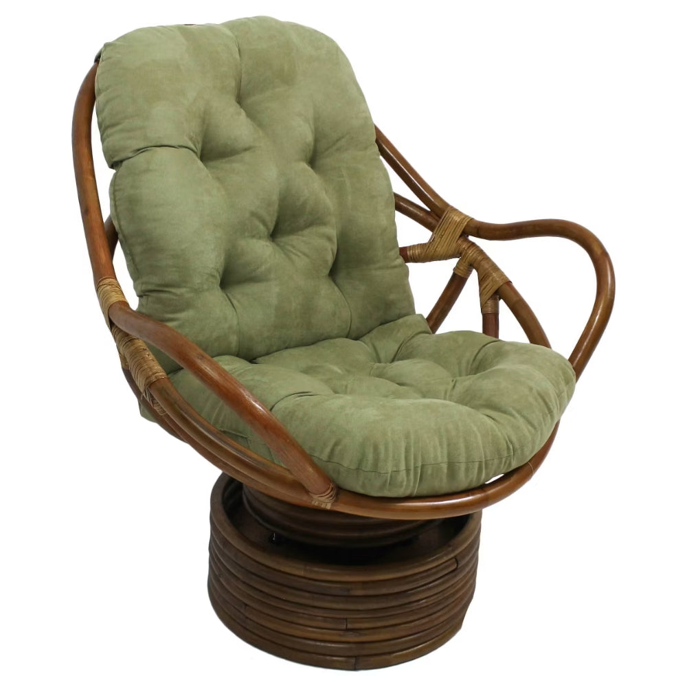 Bali Rattan Swivel Rocker Chair with Premium Microsuede Cushion