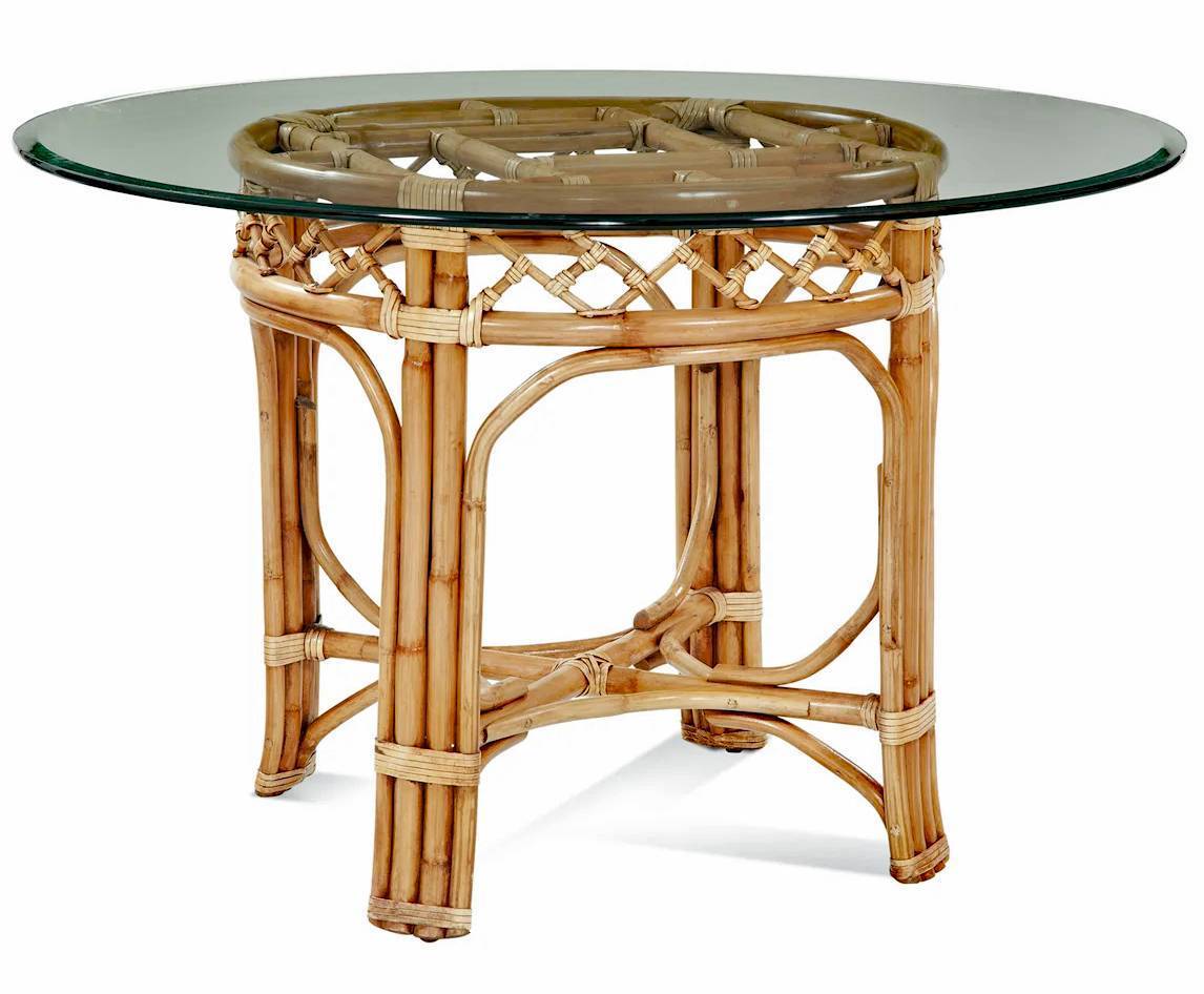 Chippendale Rattan Wicker 6 Pc Dining Set w/ 48 Inch Glass Top by Braxton Culler