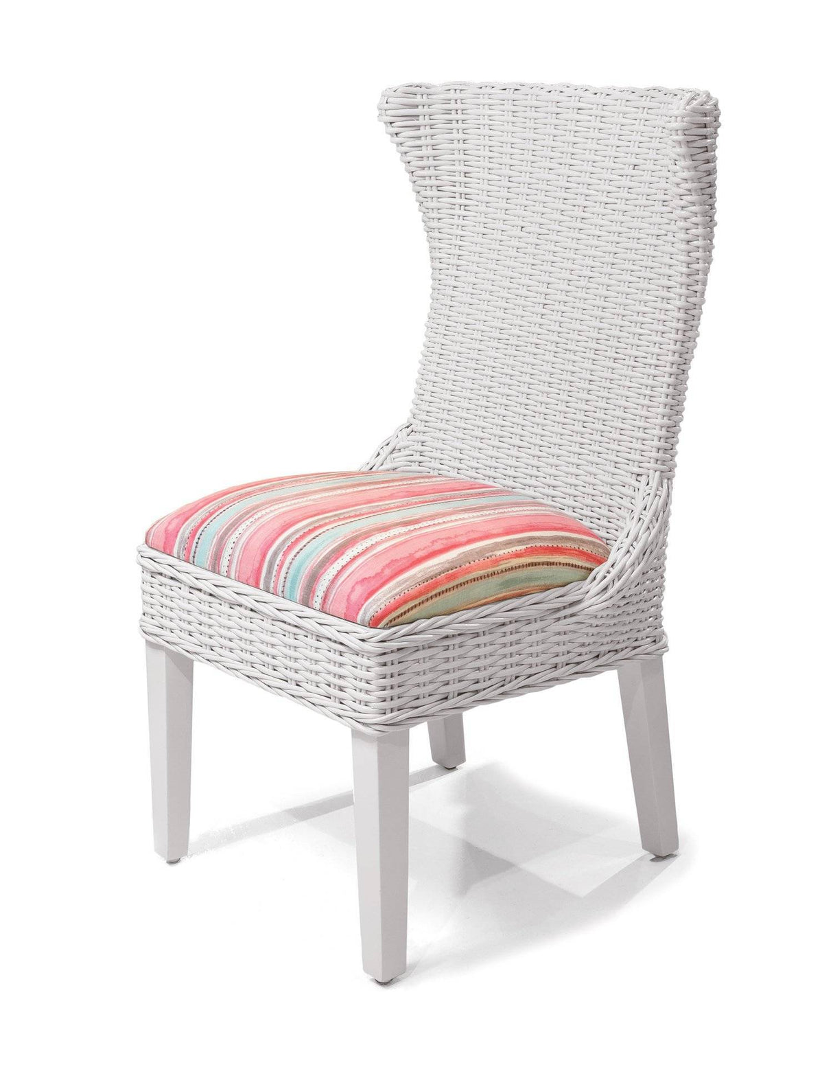 Clarissa White Rattan Dining Side Chairs CZ-21 by Designer Wicker Tribor