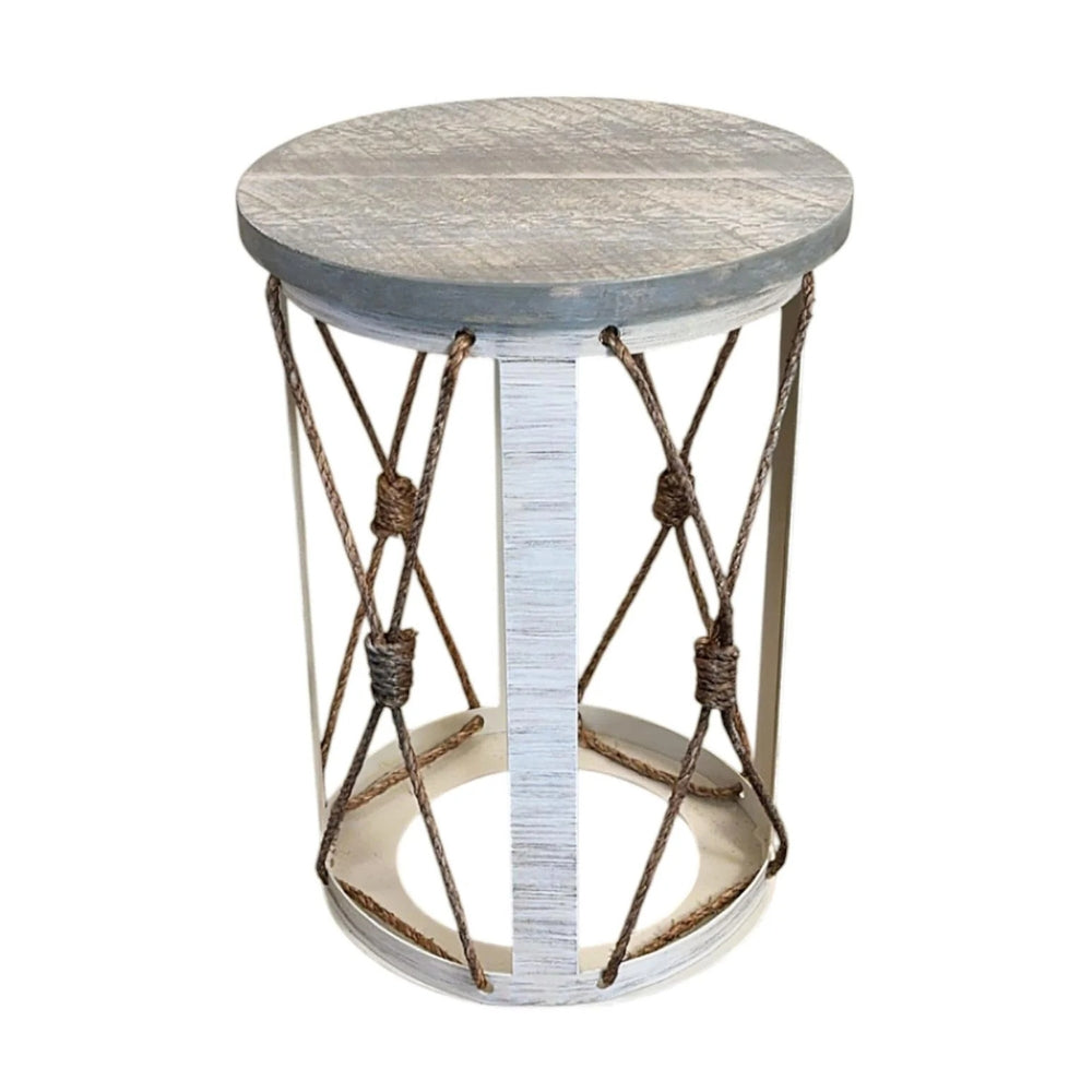 Grey Rope Cylinder End Table