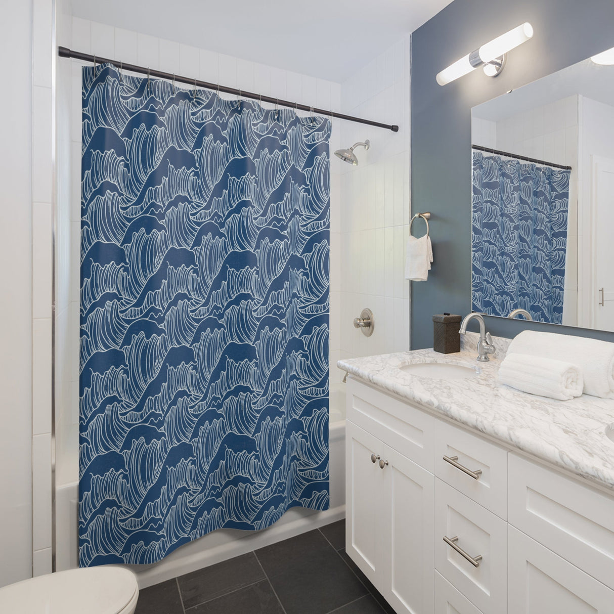 Blue Waves Shower Curtain