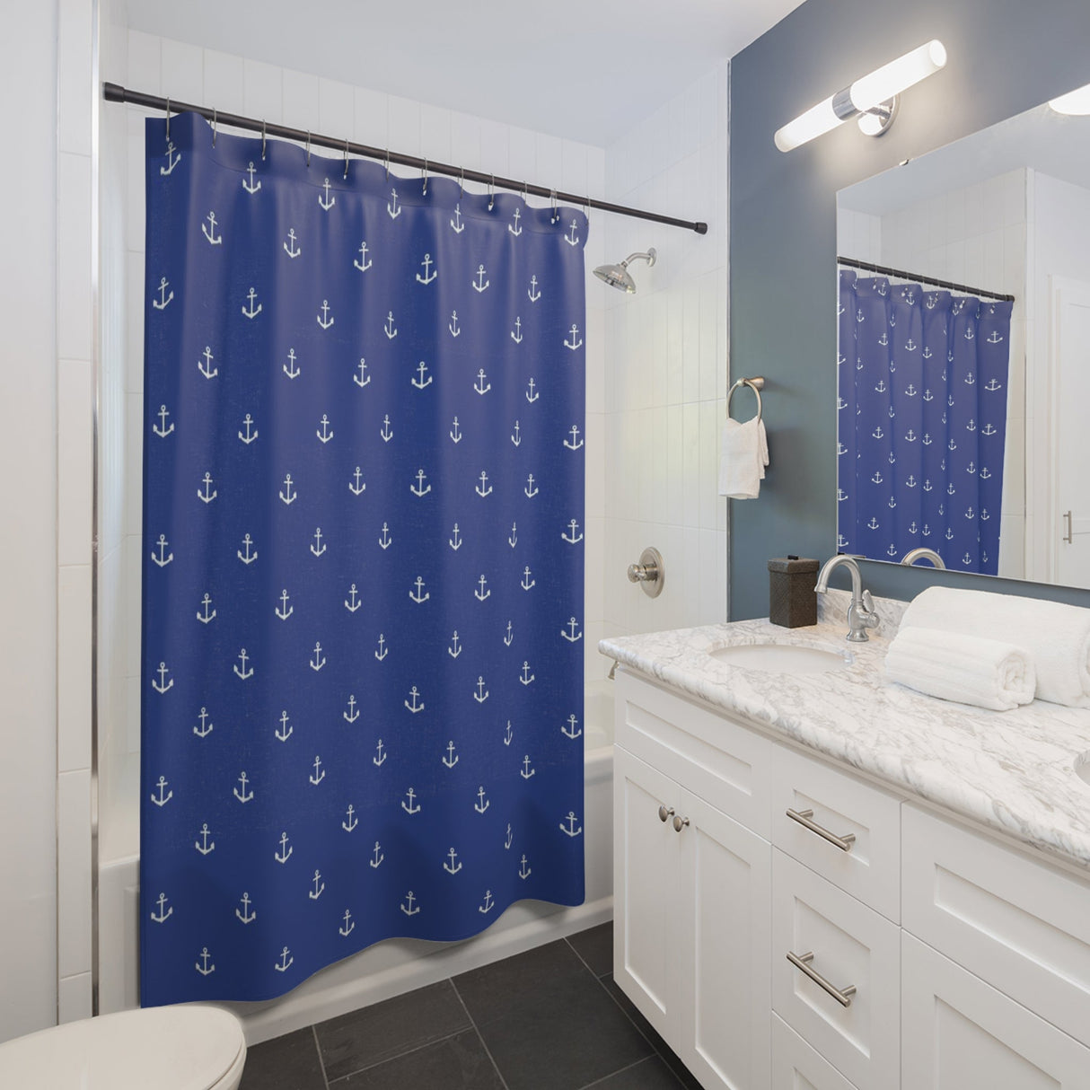 Blue Anchor Shower Curtain