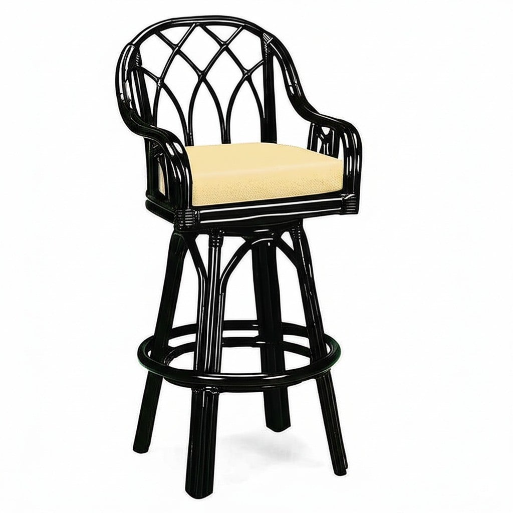 Edgewater Black Rattan Swivel Counter Stool Height Model 914-012-BLACK Made in the USA by Braxton Culler