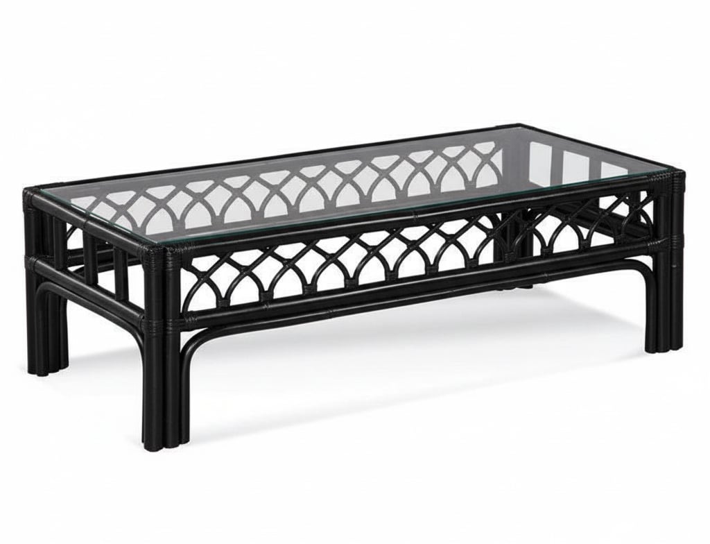 Edgewater Black Rattan Coffee Table 914-072-BLACK Made in the USA by Braxton Culler