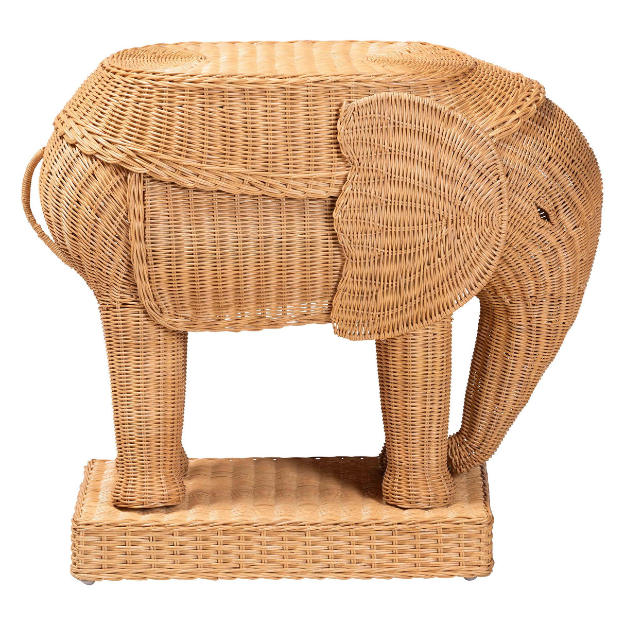 Elissa Wicker Fair Natural Wicker Rattan Elephant End Table