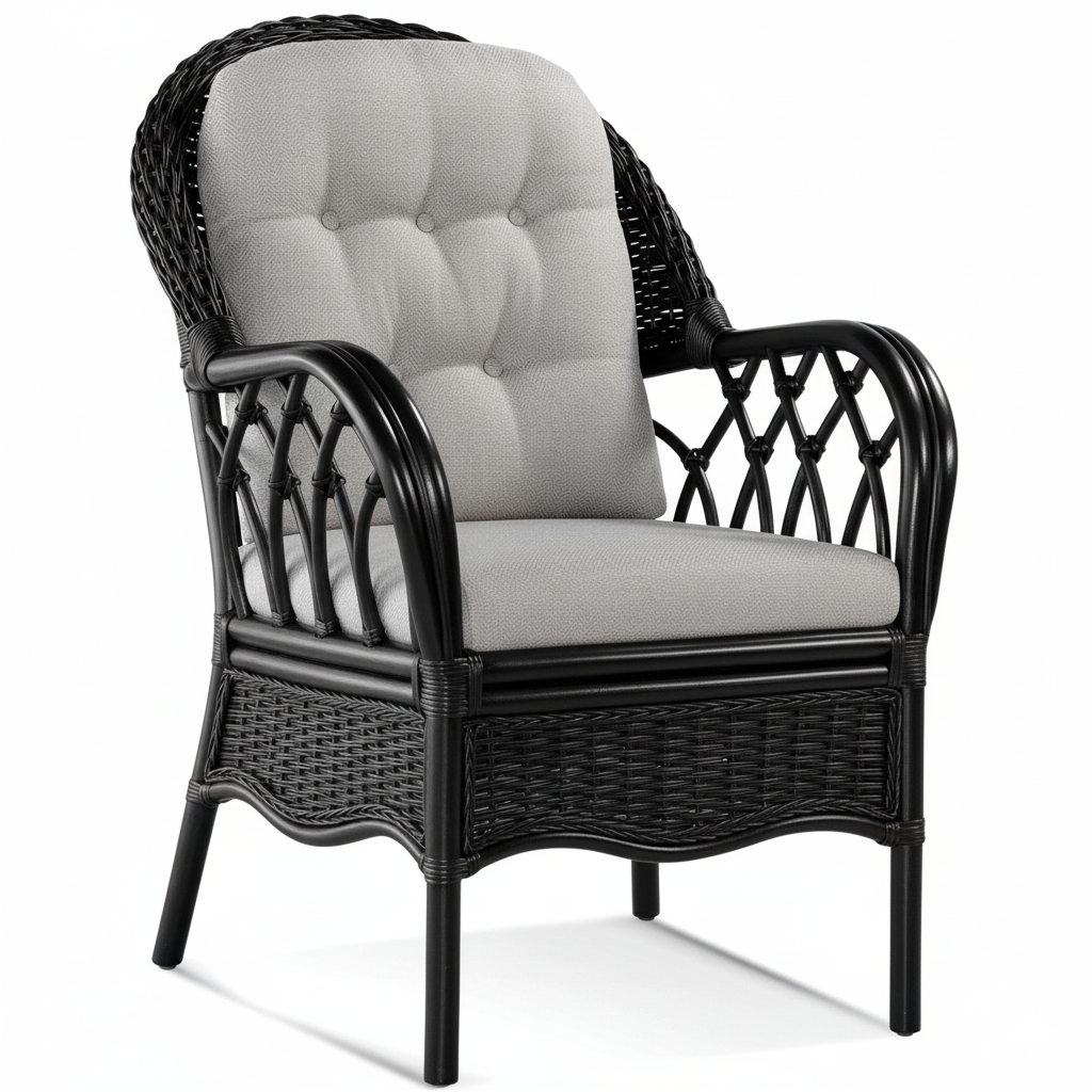 Everglade Black Rattan 6 Pc Dining Set Model 905-075SET Made in the USA by Braxton Culler