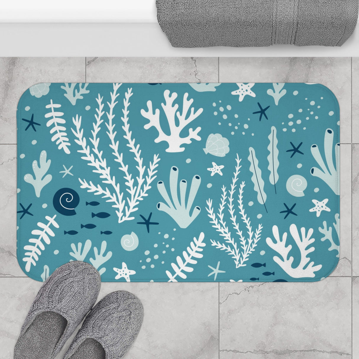Aqua Coral Bath Mat