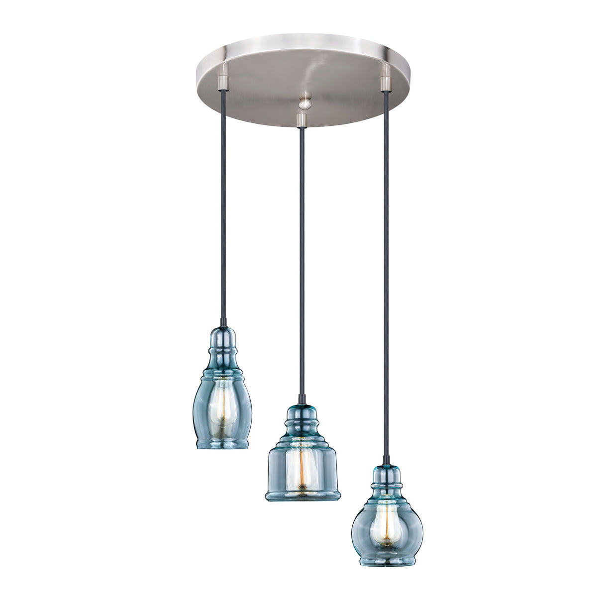 Rochelle 3-Light Assorted Mini Pendant - Satin Nickel