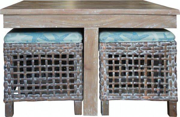 Sand Creek Hassock Table with Stools from Capris Furniture Model HTC766