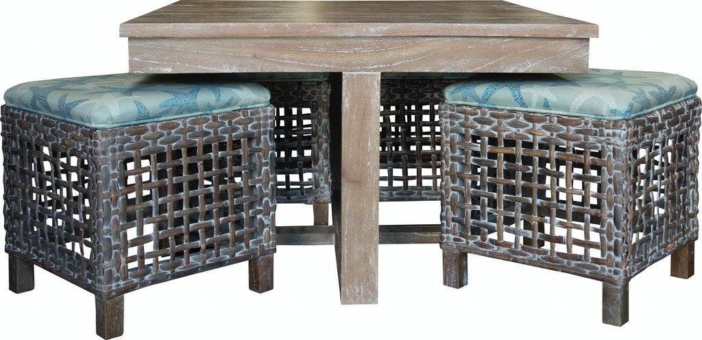 Sand Creek Hassock Table with Stools from Capris Furniture Model HTC766