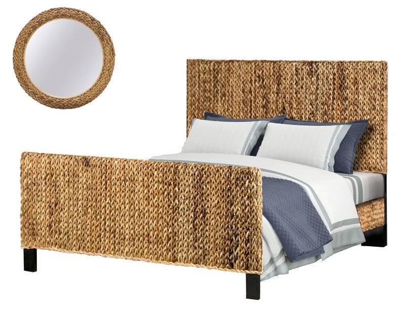 Maui Queen Headboard and Mirror 2 Pc Set Model B53340-2PCSET By Seawinds Trading