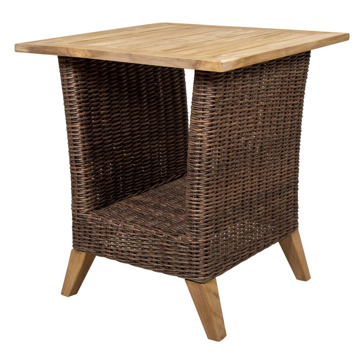 Bahama Outdoor or Indoor Wicker and Teakwood End Table LT9835 by Beachcraft Furniture