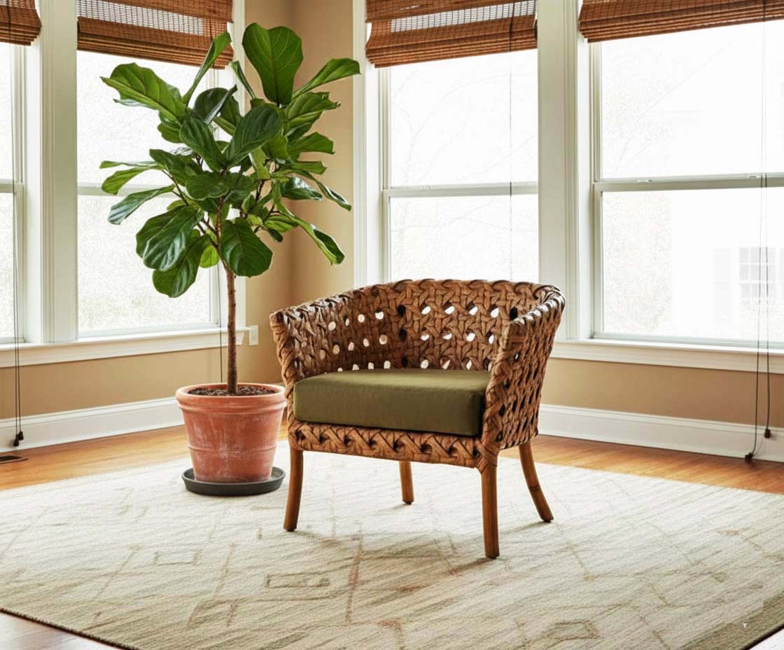 Morocco Rattan Chat Chair Model MC-01C By Designer Wicker Tribor