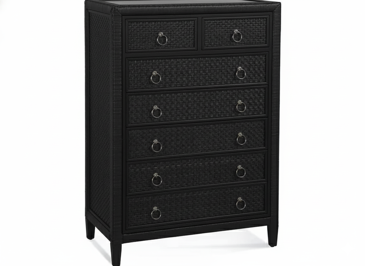 Naples Black Wicker and Rattan Tall Chest Model 807-036-BLACK by Braxton Culler