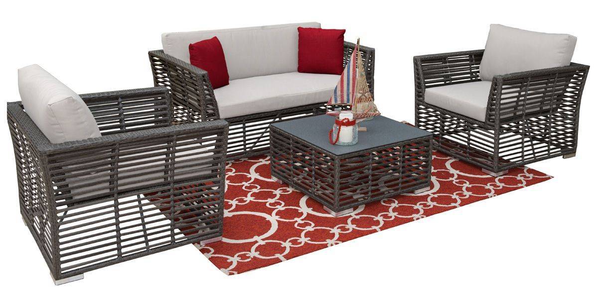 Outdoor Graphite 4 Pc Living Set with Cushions by Panama Jack Model PJO-1601-GRY-4SE-GL