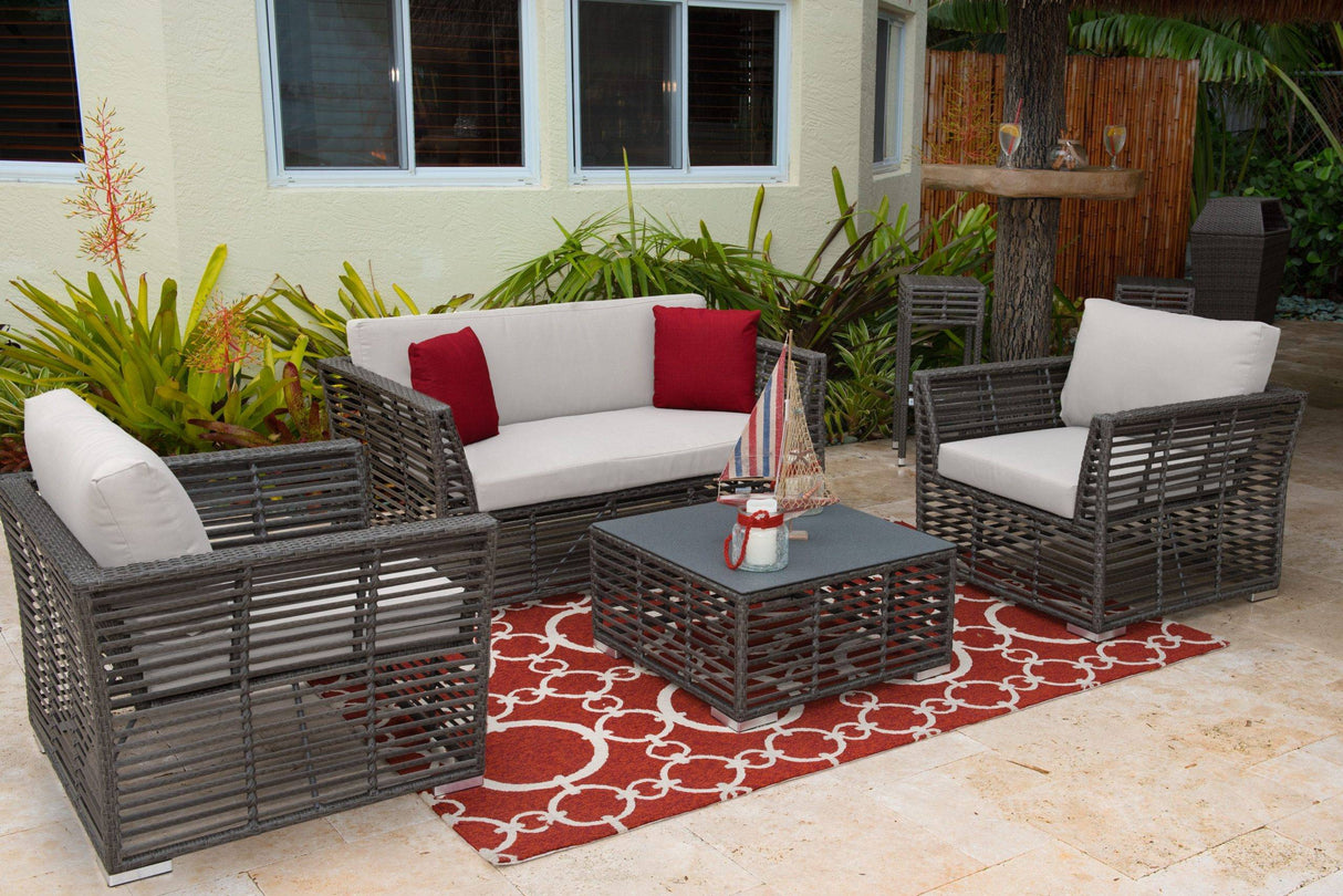 Outdoor Graphite 4 Pc Living Set with Cushions by Panama Jack Model PJO-1601-GRY-4SE-GL
