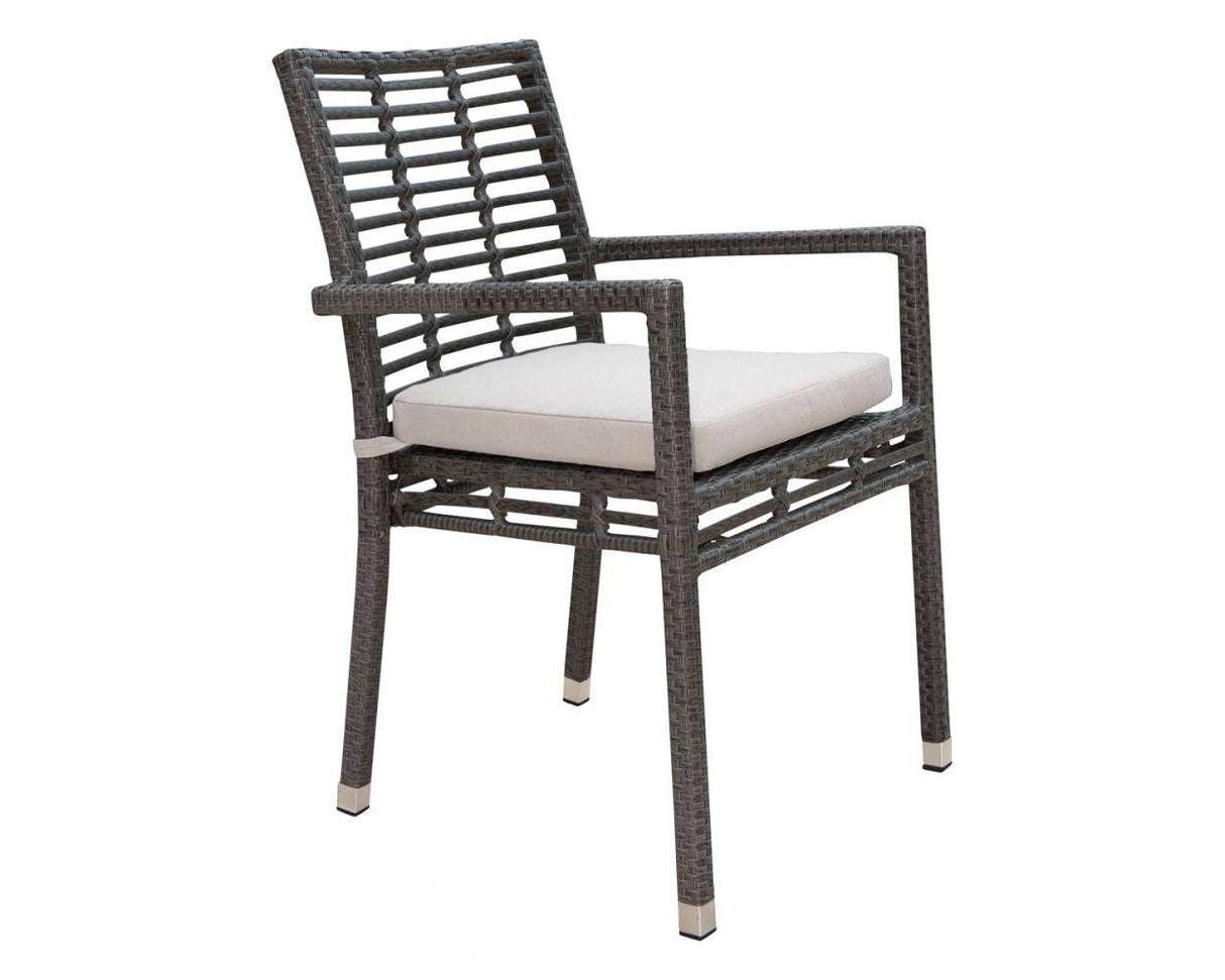 Outdoor Graphite Stackable Arm Chair with Cushion by Panama Jack Model PJO-1601-GRY-AC-CUSH