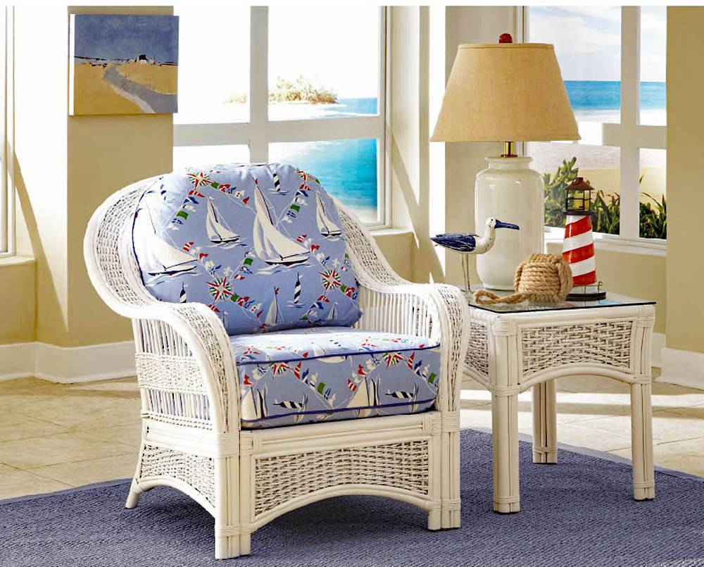 Regatta Coastal White Rattan Arm Chair Model RAC from Spice Island Wicker
