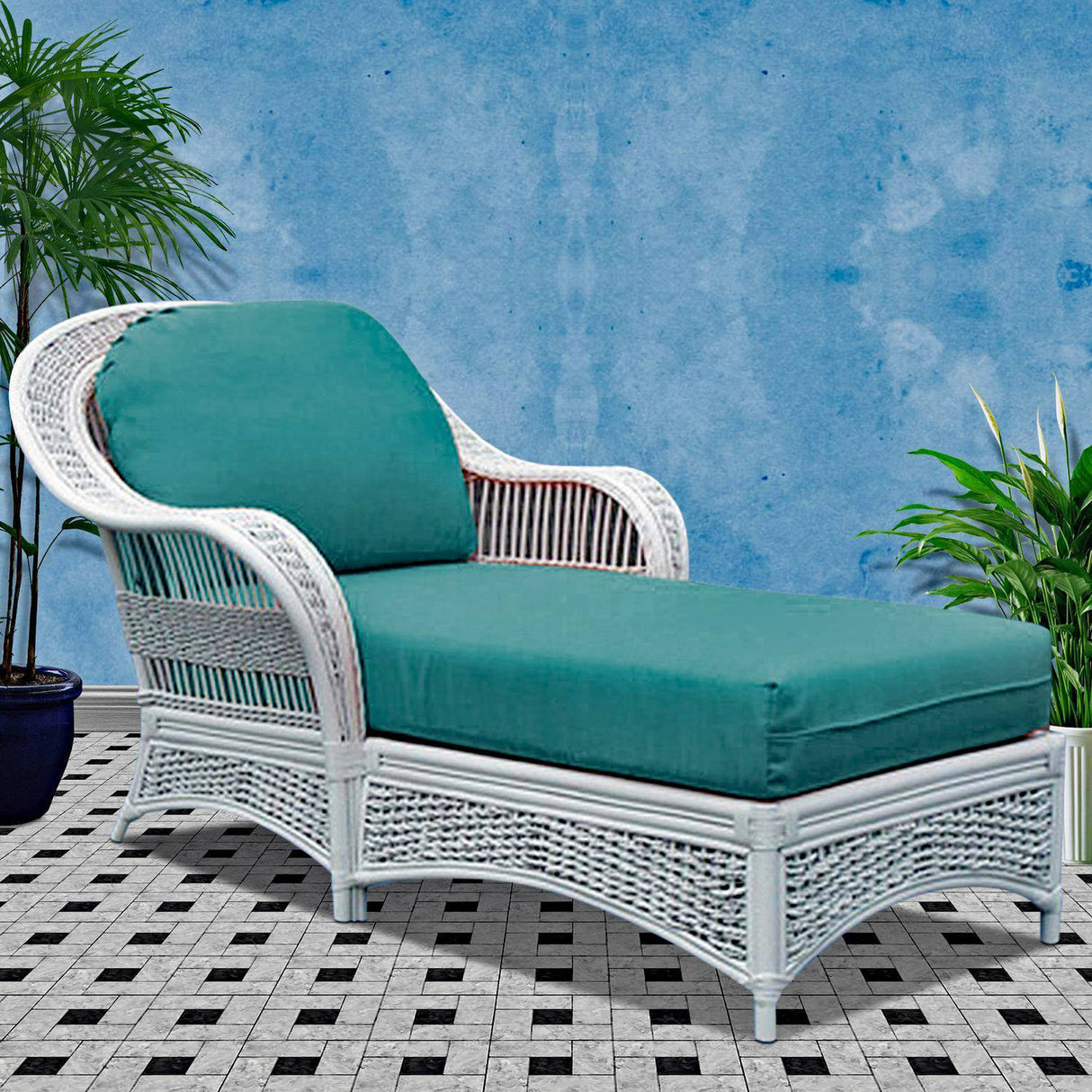 Regatta Coastal White Rattan Chaise Lounge Model RCL from Spice Island Wicker