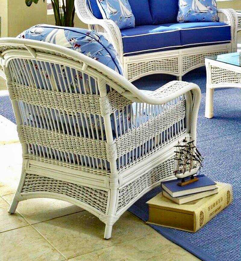 Regatta Coastal White Rattan Ottoman Model RO from Spice Island Wicker