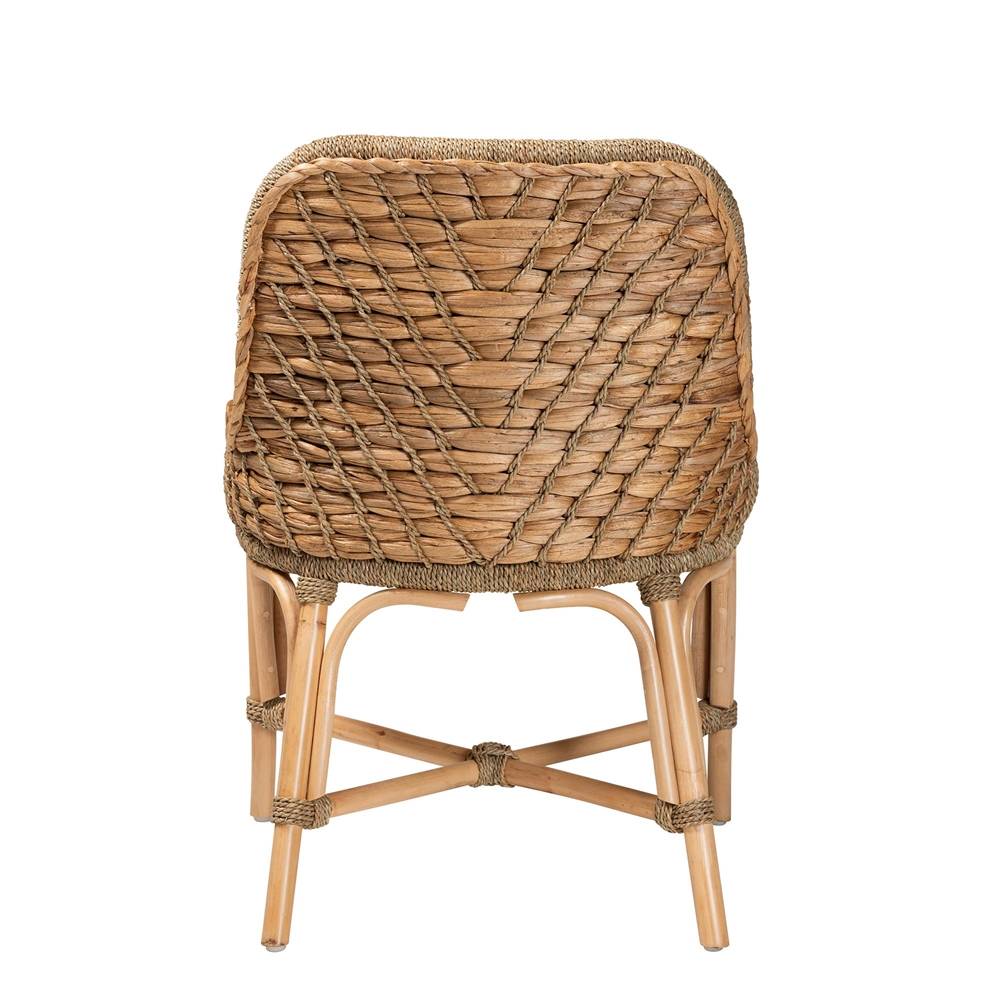 Kyle Modern Wicker Fair Natural Brown Woven Rattan Dining Side Chair With Cushion
