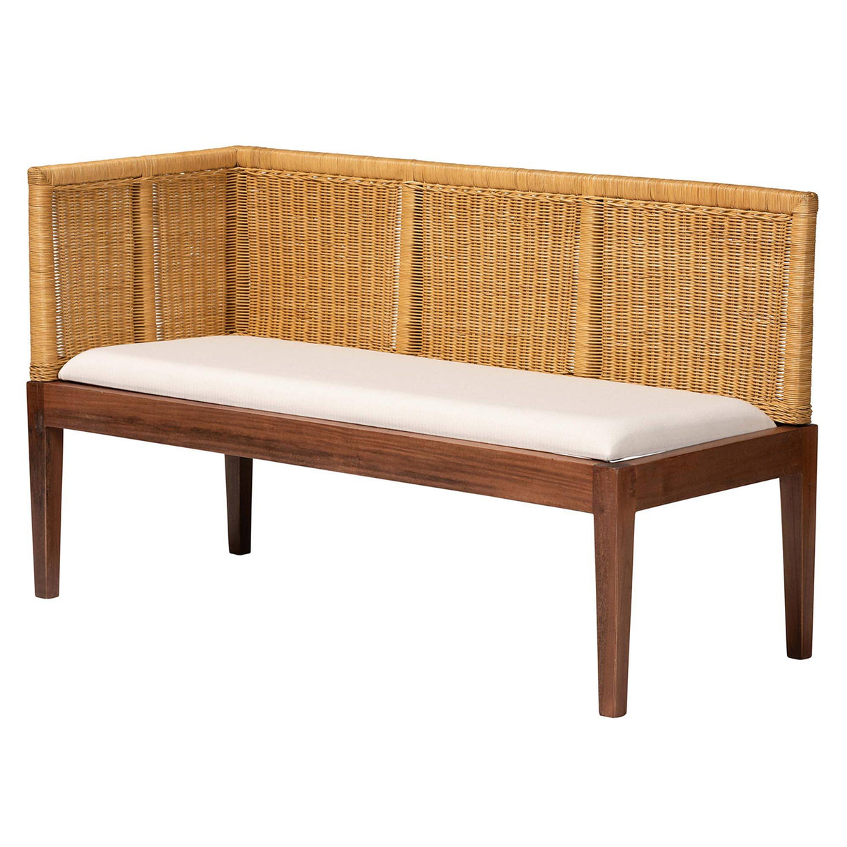 Royal Acacia Wood and Rattan Wicker Fair 2 Pc Dining Nook Bench Set