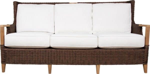 Bahama Outdoor or Indoor Wicker and Teakwood Loveseat FS9835 by Beachcraft Furniture