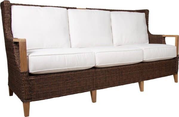 Bahama Outdoor or Indoor Wicker and Teakwood 4 Pc Seating Set 9835 by Beachcraft Furniture