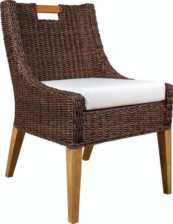 Bahama Outdoor or Indoor Wicker and Teakwood 5 Pc Dining Set 9835-DINSET by Beachcraft Furniture