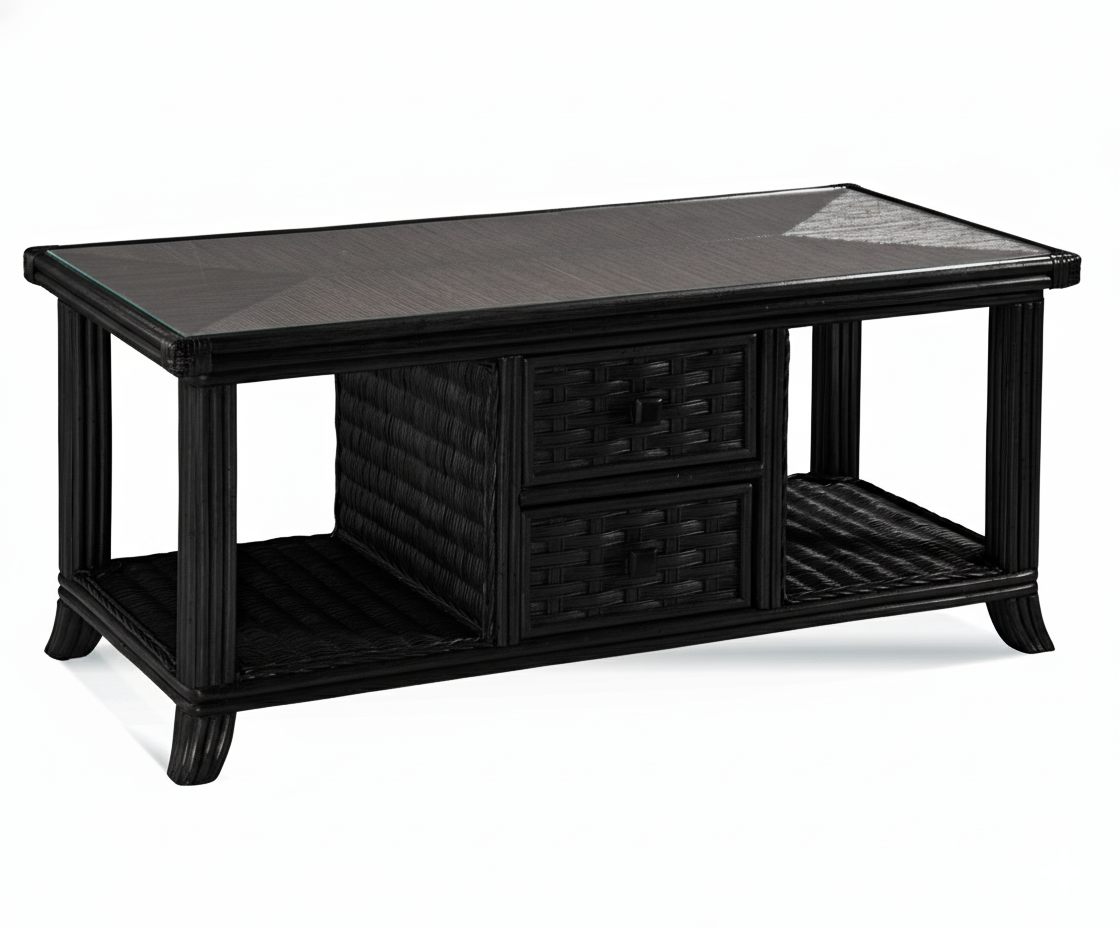 Somerset Black Rattan Coffee Table Model 953-072-BLK by Braxton Culler