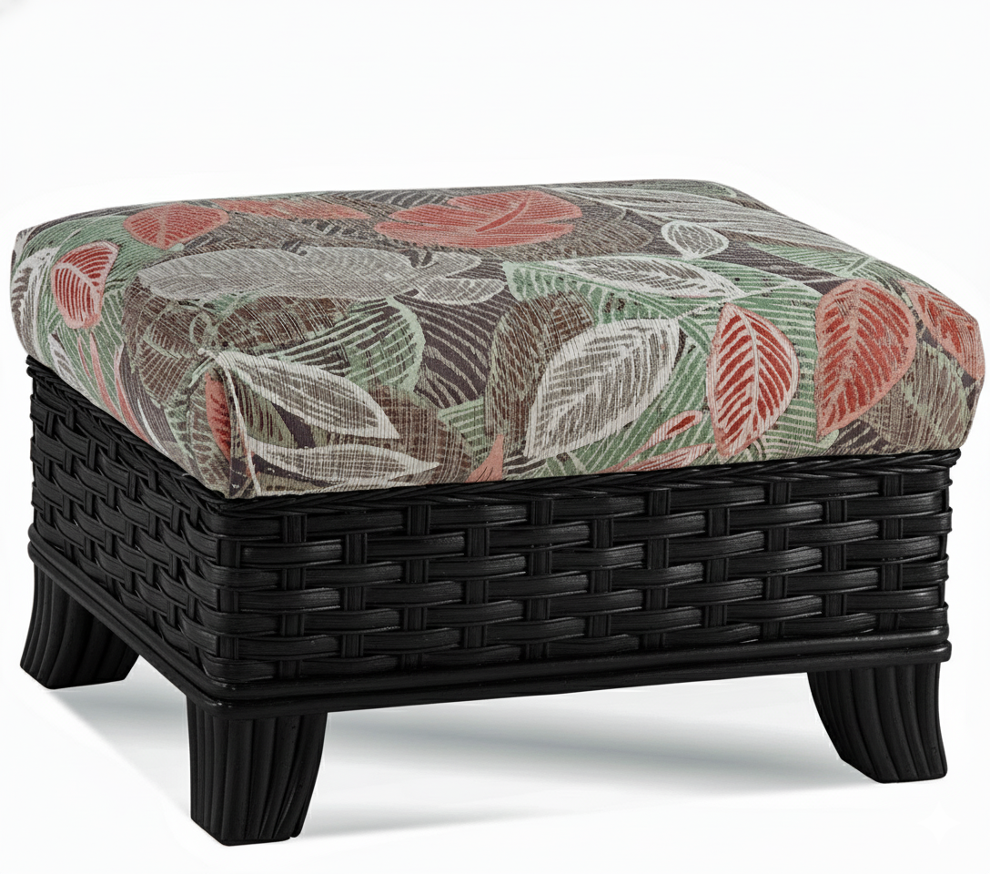 Somerset Black Rattan Ottoman Model 953-009-BLK by Braxton Culler