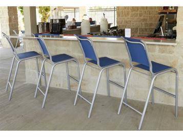 Gardenella Outdoor MGP Sling Bar Height Stacking Armless Cafe Chair by Telescope Casual Model 445-8L90