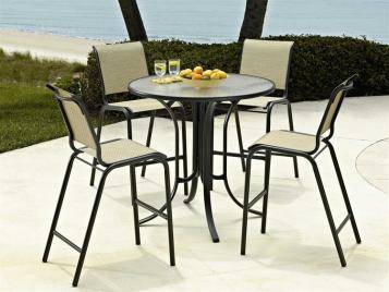 Gardenella Outdoor MGP Sling Bar Height Stacking Armless Cafe Chair by Telescope Casual Model 445-8L90