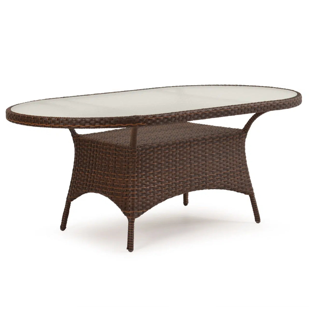 Bandirma Outdoor Wicker 40" x 70" Oval Dining Table in Tortoise Shell Model 6072GTS