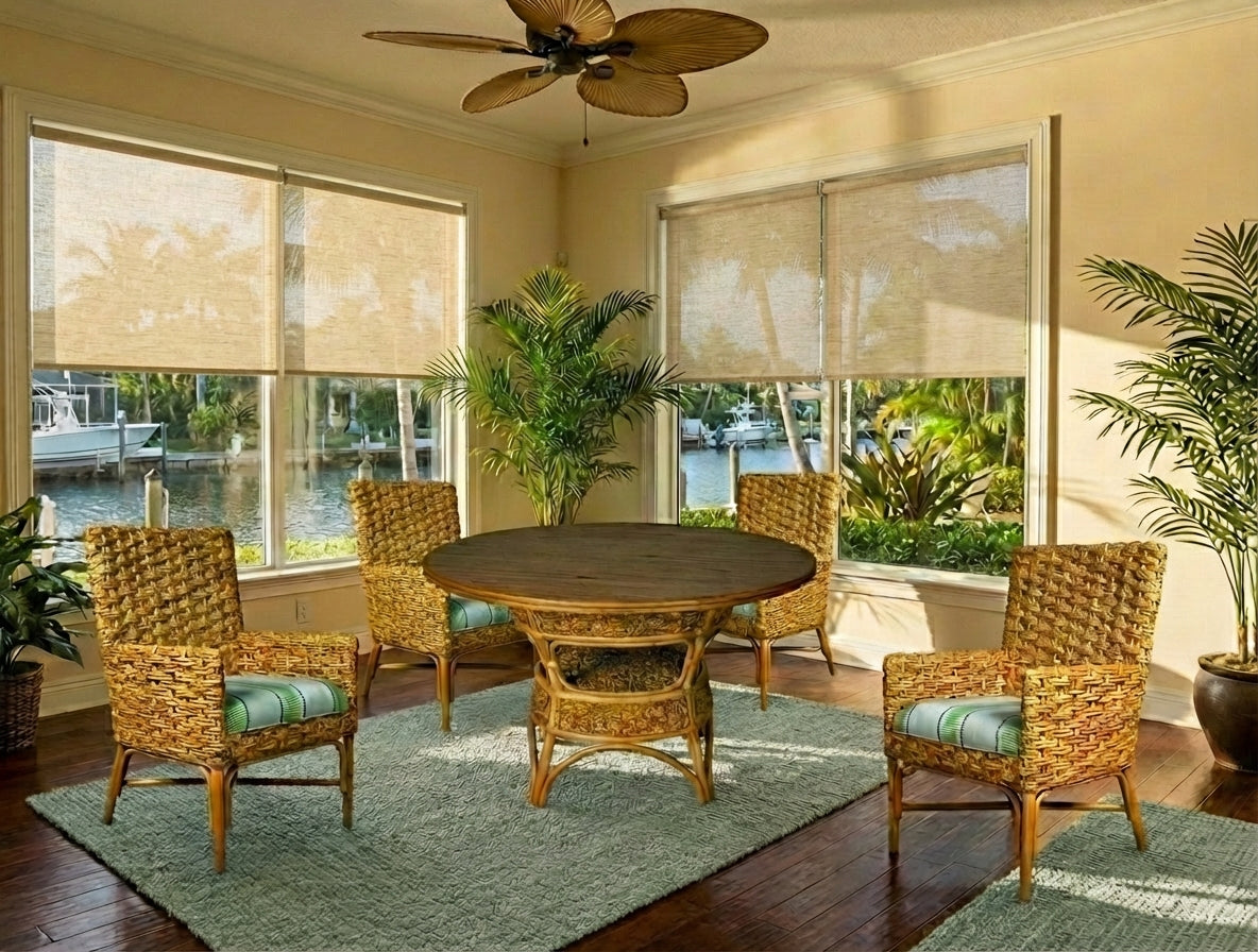 Vanatu Rattan 5 Pc Dining Set with Arm Chairs from Capris Furniture Model TB310-5PC-ARMS-SET