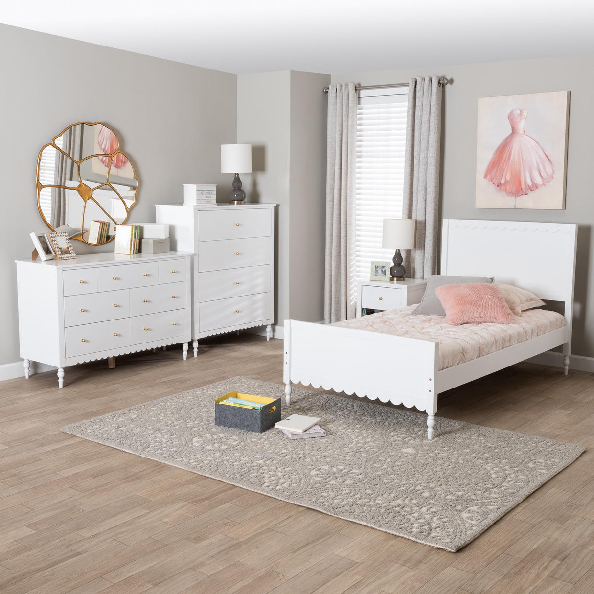 Wicker Fair White Waves Coastal 4 Pc Full Size Bedroom Set