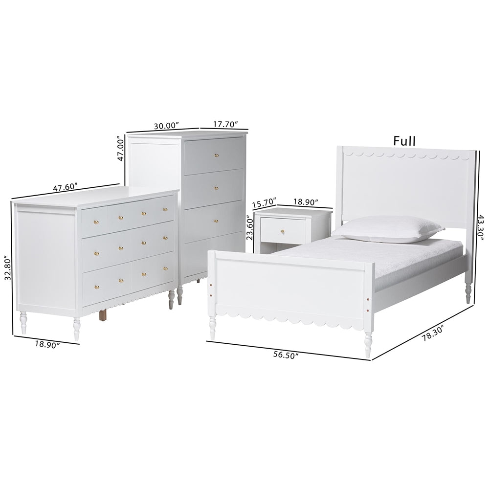 Wicker Fair White Waves Coastal 4 Pc Full Size Bedroom Set