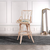 Cuba Rattan Armless Swivel Barstool and Counterstool in Washed Linen Finish