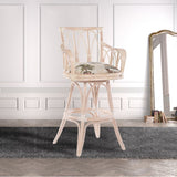 Cuba Swivel Barstools or Counterstools with Arms in Washed Linen Finish