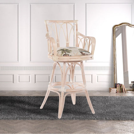 Cuba Swivel Barstools or Counterstools with Arms in Washed Linen Finish