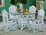 Majestic White Rattan 6 Pc Dining Set with Side Chairs by Wicker Fair