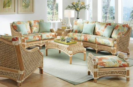Mauna Loa Rattan Sofa Model ML3S from Spice Islands Wicker with Cushions Made in the USA