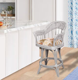 Bridgeport Rattan Swivel Barstool or Counterstool in Rustic Driftwood Finish
