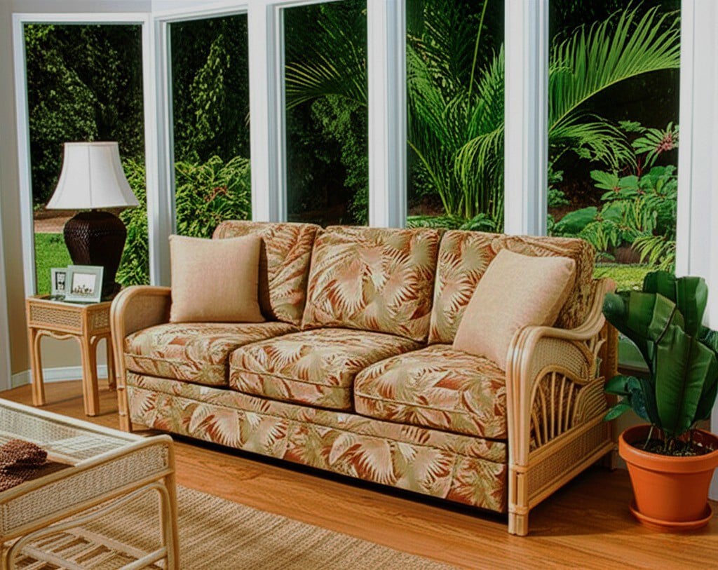 Captiva Rattan and Wicker Queen Sleeper Sofa in Natural by Stanley Chair Model 902-IS-NAT