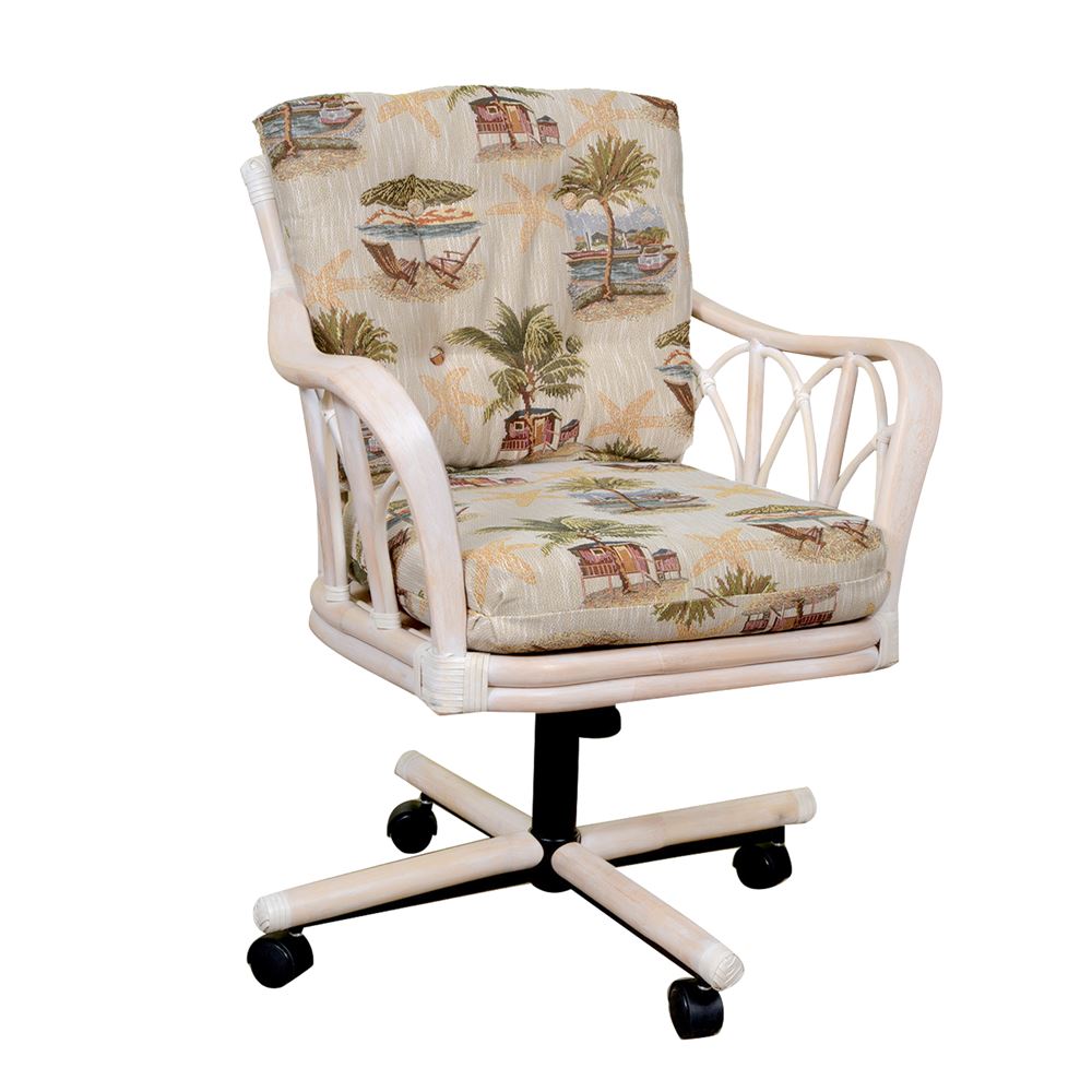 Cuba Rattan 6 Pc Swivel-Tilt Caster Dining Set in Washed Linen Finish