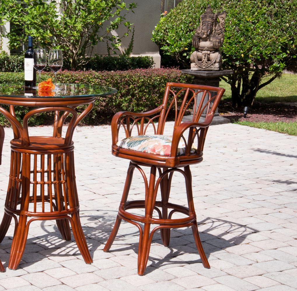 Cuba Swivel Barstools or Counterstools with Arms in Sienna Finish