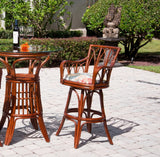 Cuba Swivel Barstools or Counterstools with Arms in Sienna Finish