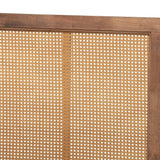 Malia Modern and Contemporary Walnut Brown Finished Wood and Synthetic Rattan Queen Size Canopy Bed